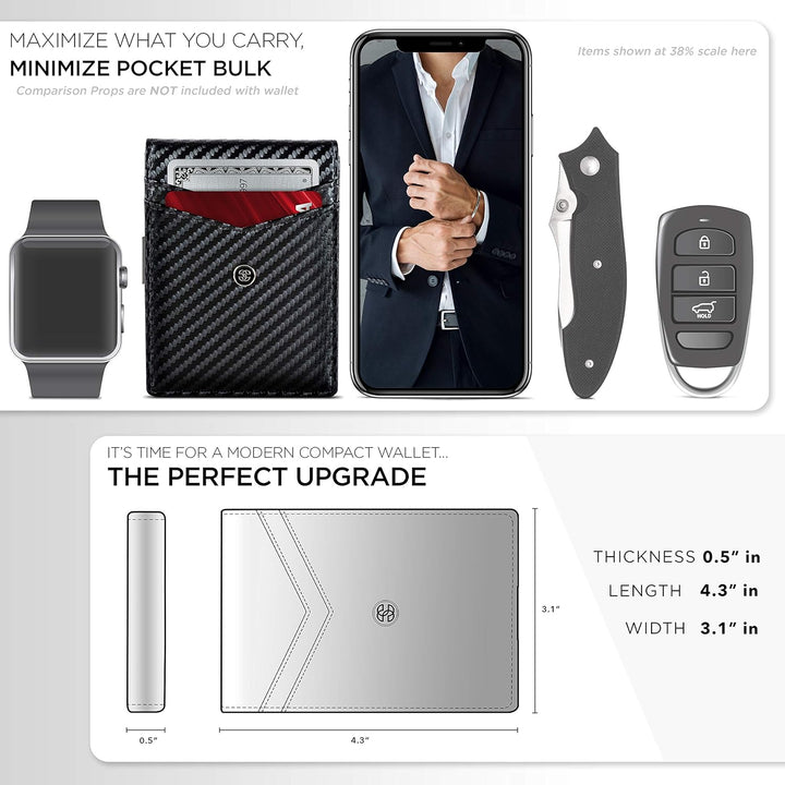 Suavell Leder Slim Wallets für Herren Geldbörse Kartenhalter mit Geldklammer Niedriges Profil RFID B