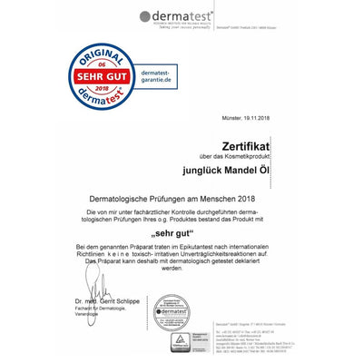 JUNGLÜCK Mandelöl BIO kaltgepresst 100ml - Vegan | 100% rein, natürliches Öl pflegt besonders trocke