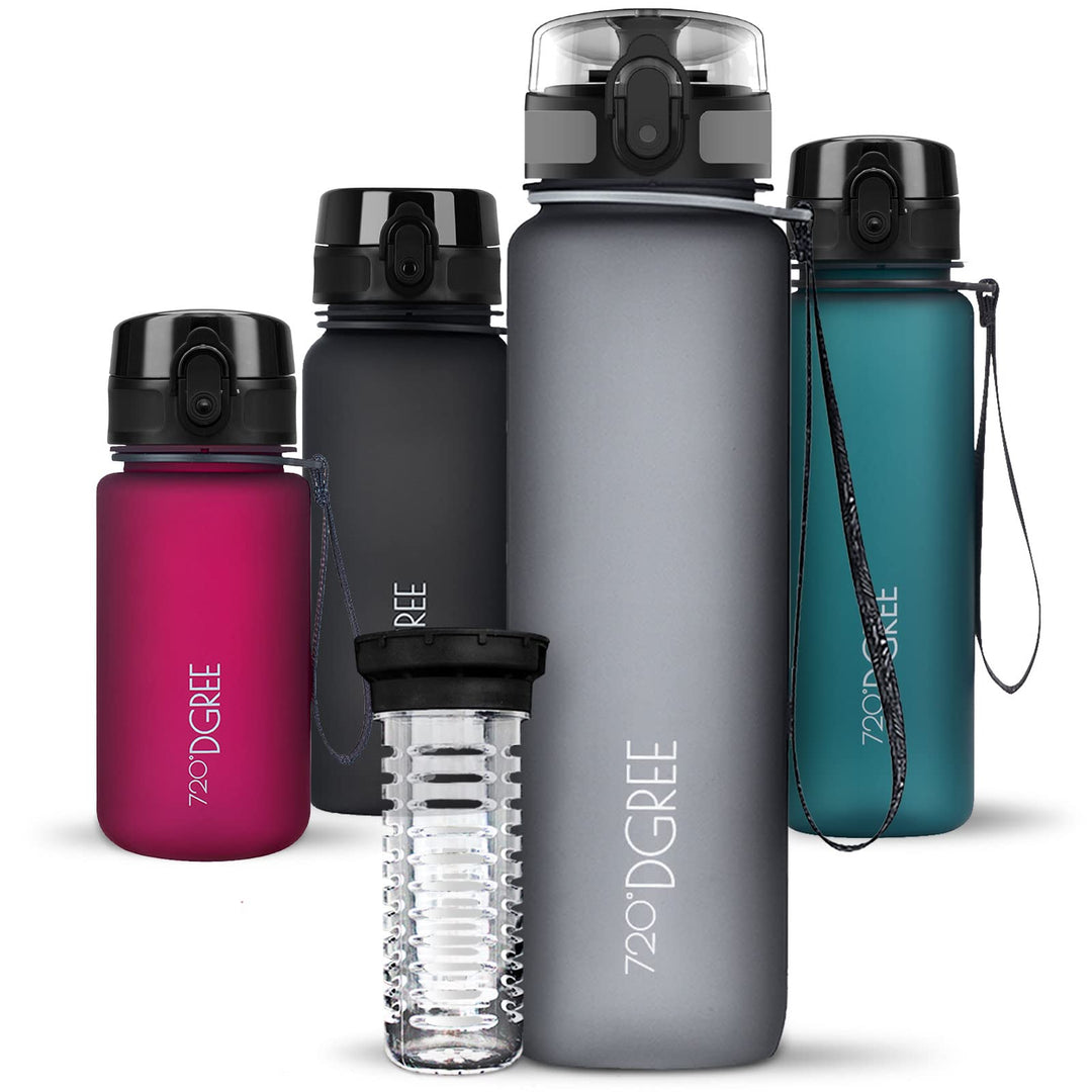 720°DGREE Trinkflasche “uberBottle“ 350ml, 500ml, 650ml, 1l, 1,5 Liter softTouch +Früchtebehälter -