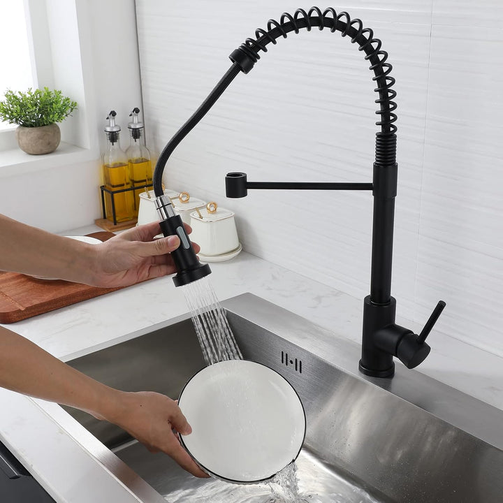 Wasserhahn Küche Schwarz - Küchenarmatur mit Brause Ausziehbar 360° Schwenkbar Spültischarmatur Küch