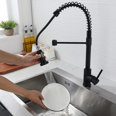 Wasserhahn Küche Schwarz - Küchenarmatur mit Brause Ausziehbar 360° Schwenkbar Spültischarmatur Küch