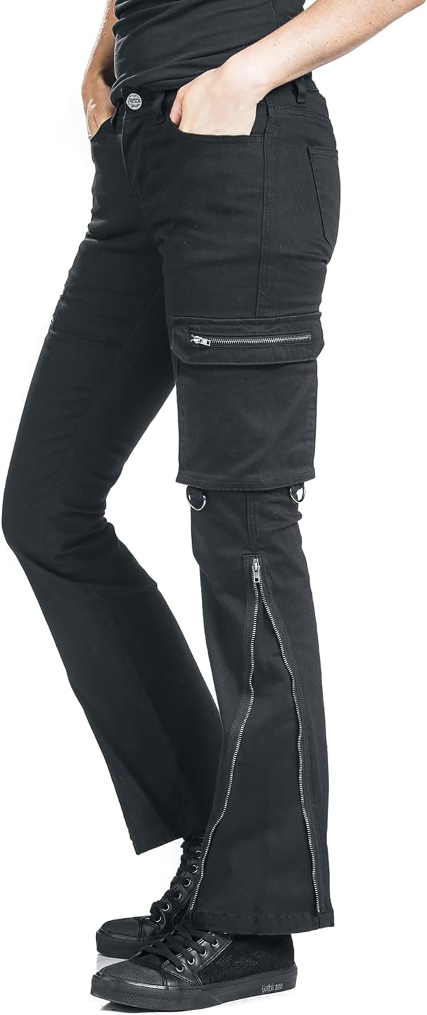 Black Premium by EMP Damen Schwarze Jeans mit Reissverschlüssen S Schwarz, S Schwarz