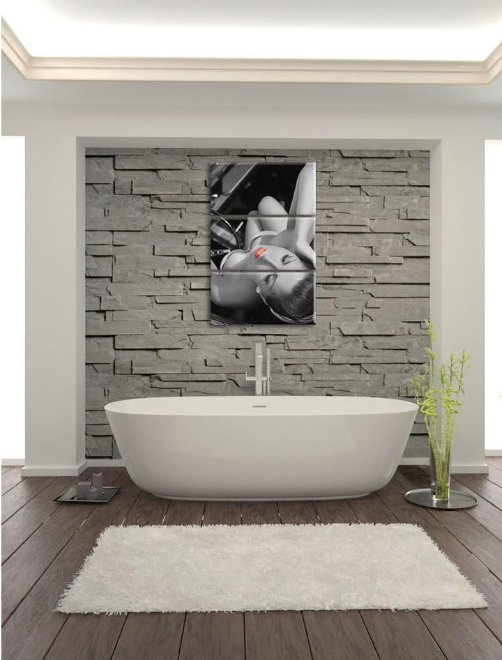 Pixxprint Rockabilly, Retro Style schwarz/weiss 3-Teiler Leinwandbild 120x80 Bild auf Leinwand