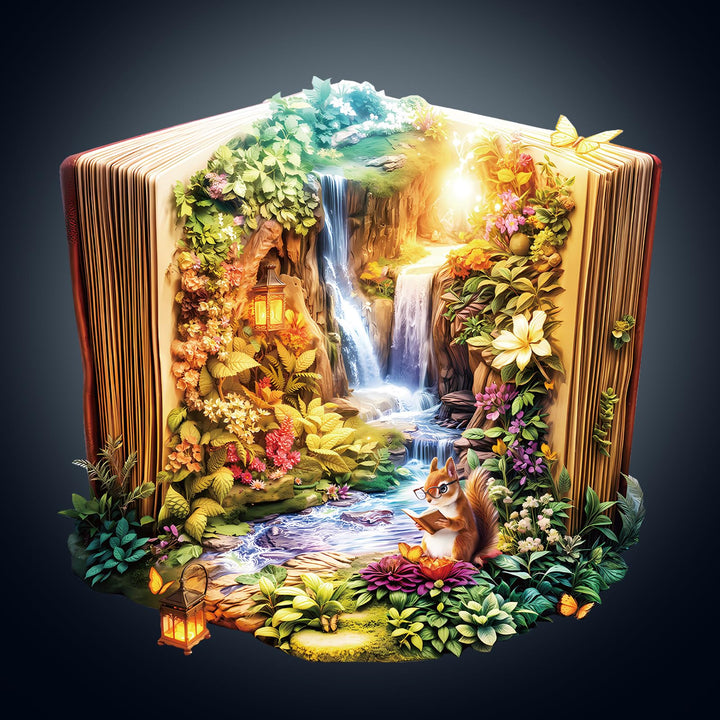 Holzpuzzles für Erwachsene – 34 cm × 33 cm Buchlandschaft Puzzle, Buchlandschaft