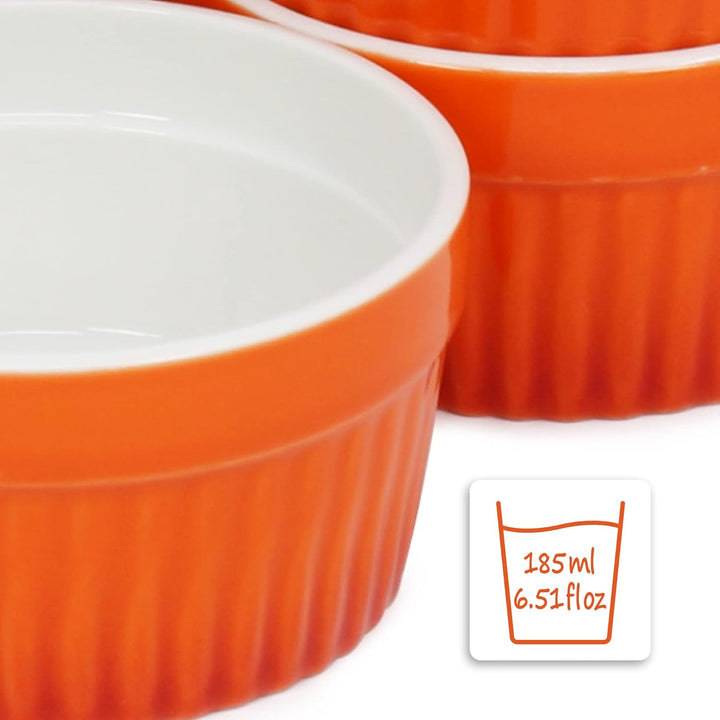 com-four® 6x Ragout Fin Schale - Ofenfeste Förmchen in orange - Creme Brulee Schälchen - Dessertscha