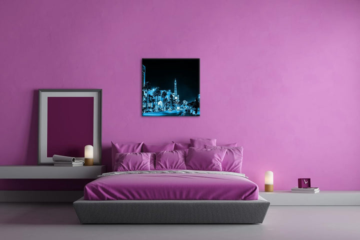deyoli Innenstadt von Las Vegas bei Nacht Format: 40x40 Effekt: Monocrome Blau als Leinwandbild, Mot