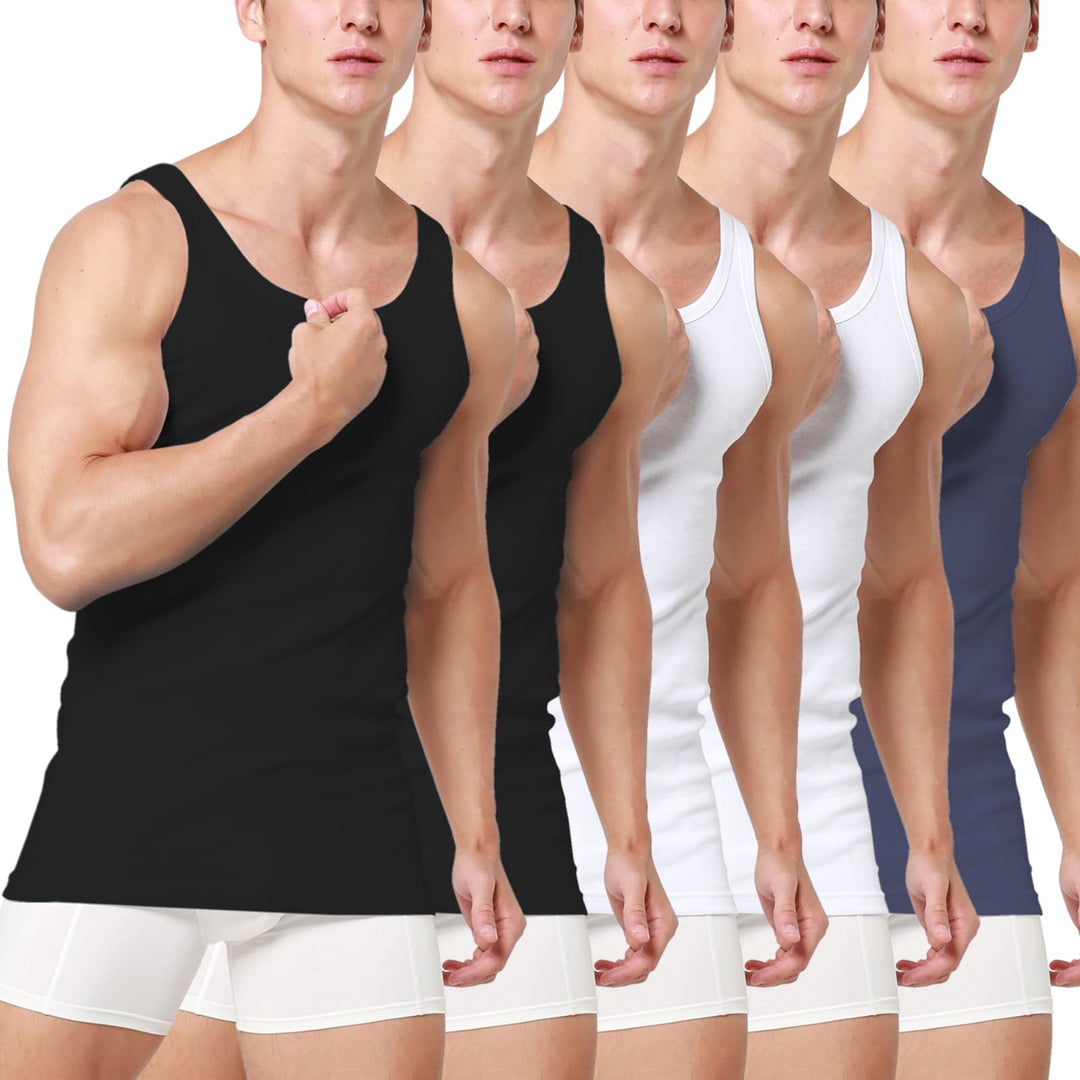 Unterhemd Herren 3/5er Pack Tank Top Baumwolle Männer Schwarz Weiss Mehrfarbig M Schwarz *2-weiss *2