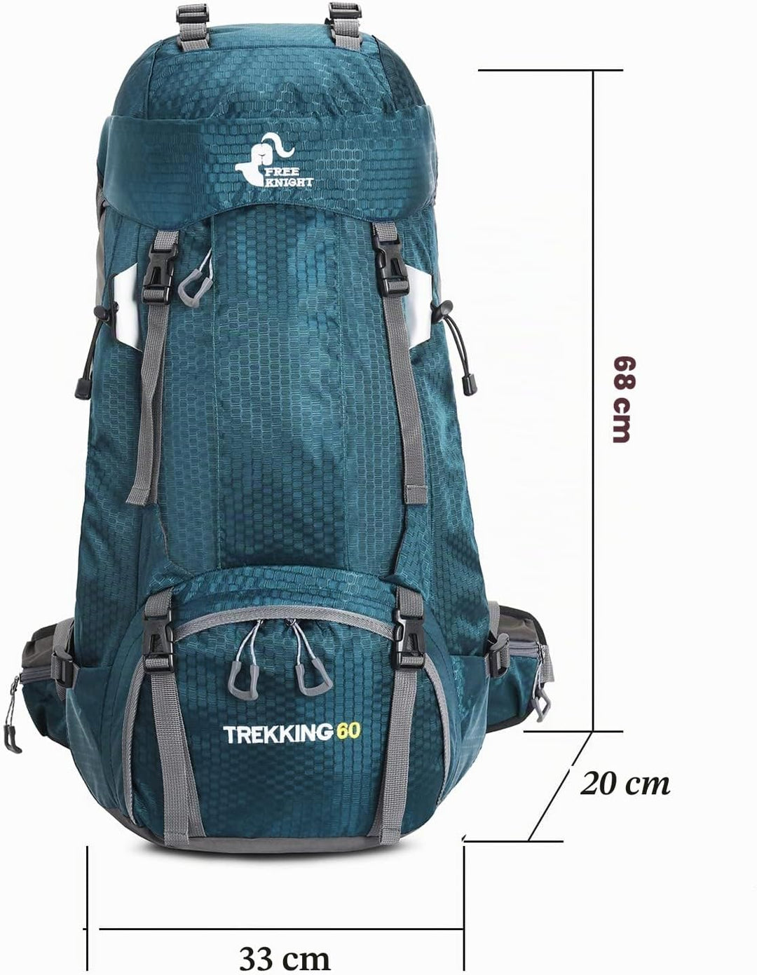 Bseash 60L Wasserdichter leichter Wanderrucksack mit Regenschutz, Outdoor Sport Tagesrucksack Multif