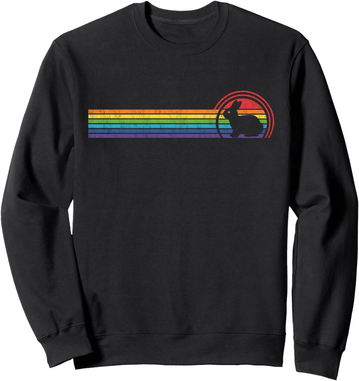 Kaninchen Regenbogen Brust Lines Vintage Sweatshirt