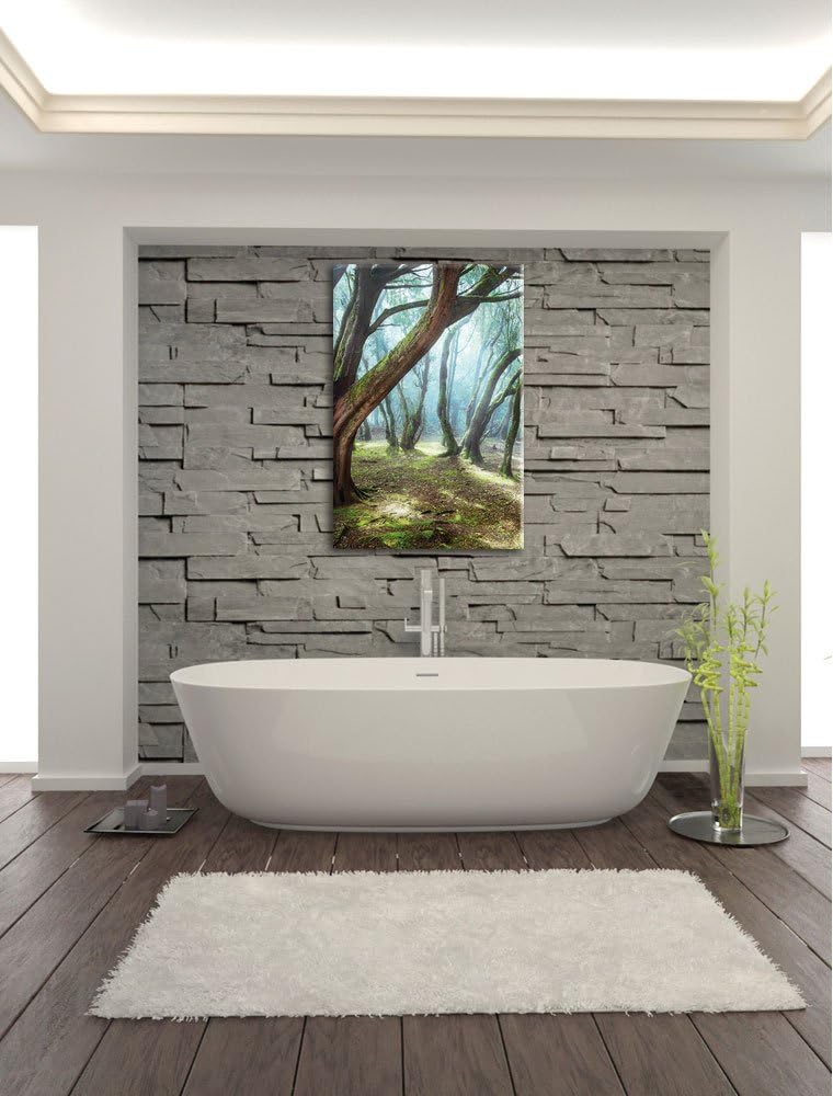 Pixxprint Wald, Format: 100x70 auf Leinwand, XXL riesige Bilder fertig gerahmt mit Keilrahmen, Kunst
