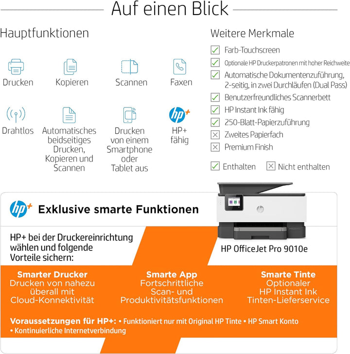 HP OfficeJet Pro 9010e Multifunktionsdrucker, 6 Monate gratis drucken mit HP Instant Ink inklusive,