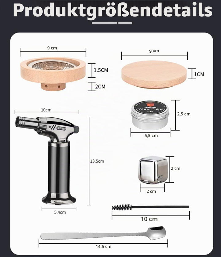 Cocktail-Räucher-Kit mit Fackel, Whiskey-Räucher-Kit mit 8 Geschmacksrichtungen, Räucherholzspäne, a