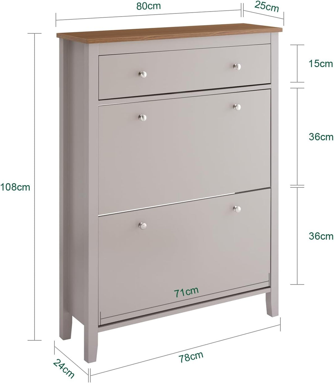 SoBuy Schuhschrank Schmal Schuhkipper Schuhkommode Schmal mit 2 Klappen & Schublade – Platz für 12 P
