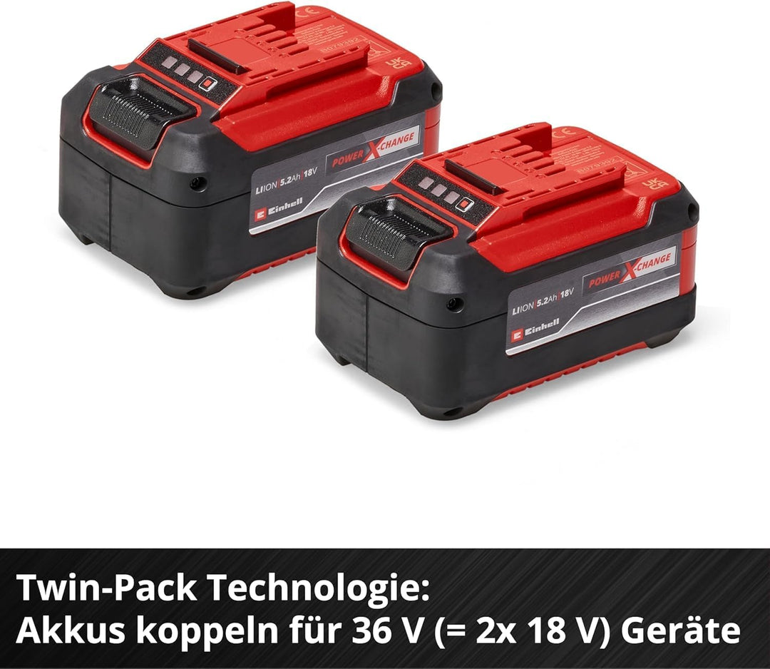 Original Einhell Akku PXC-Twinpack 5,2 Ah Power X-Change (Li-Ion, 18 V, 2x 5,2 Ah-Akkus, universell