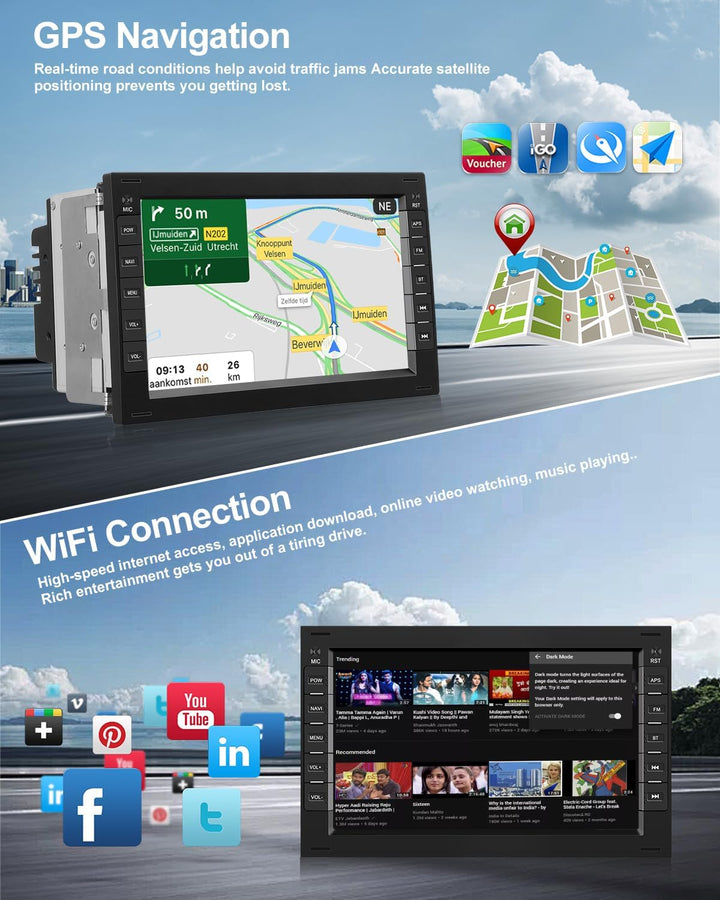 CAMECHO 2G+64G Android 13 Autoradio mit Navi für VW Golf 4 Polo Sharan Jetta MK4 Transportor T5,7 Zo
