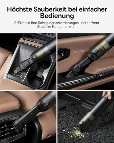 Baseus A3 Lite Handstaubsauger Akku Auto, 12000pa Autostaubsauger mit USB-C Schnellladung, Auto Stau