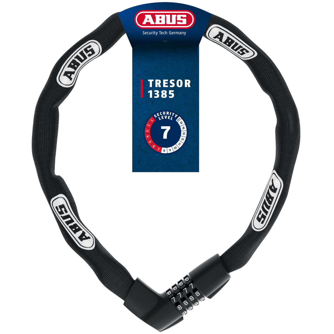 ABUS Kettenschloss Tresor 1385 – Zahlenschloss aus gehärtetem Stahl – 7 mm starke Vierkantkette – AB