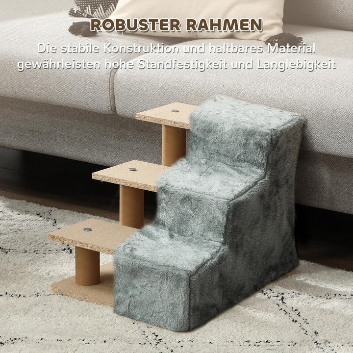 PawHut Hundetreppe 3 Stufen 35 cm Hoch Haustiertreppe für Kleine Hunde Katzentreppe Hunderampe mit W