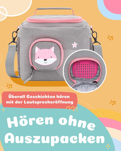 JP Journey Tasche für Toniebox - BoxBag für 10 Figuren und Box auf Reisen und im Auto, Klett (Grau-R