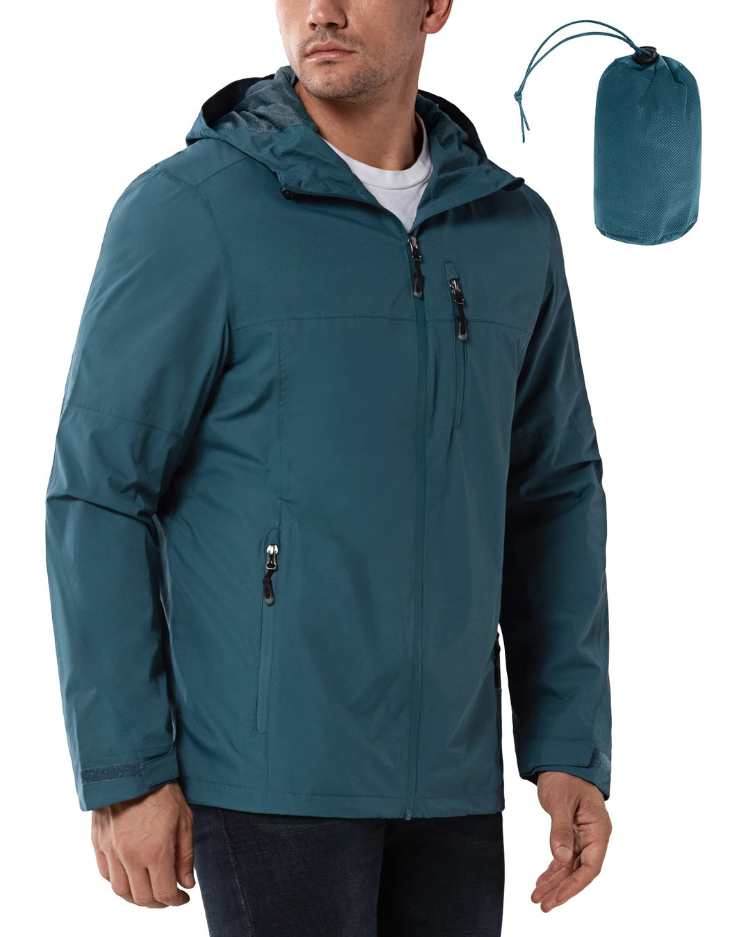 33,000ft Regenjacke Herren Wasserdicht Outdoorjacke Leichte Freizeitjacke Packbare Windjacke Fahrrad