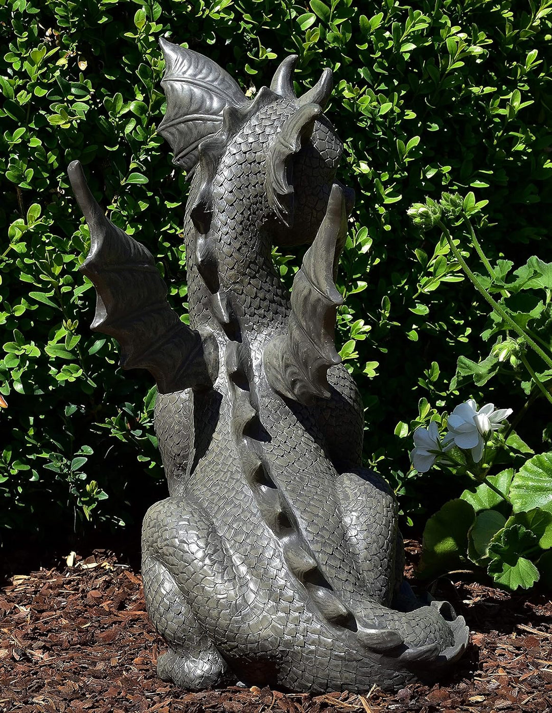 Drachen Gartenfigur Drachenkind sitzend gross