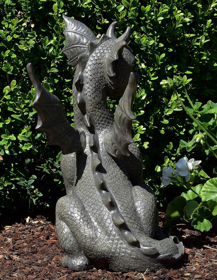 Drachen Gartenfigur Drachenkind sitzend gross