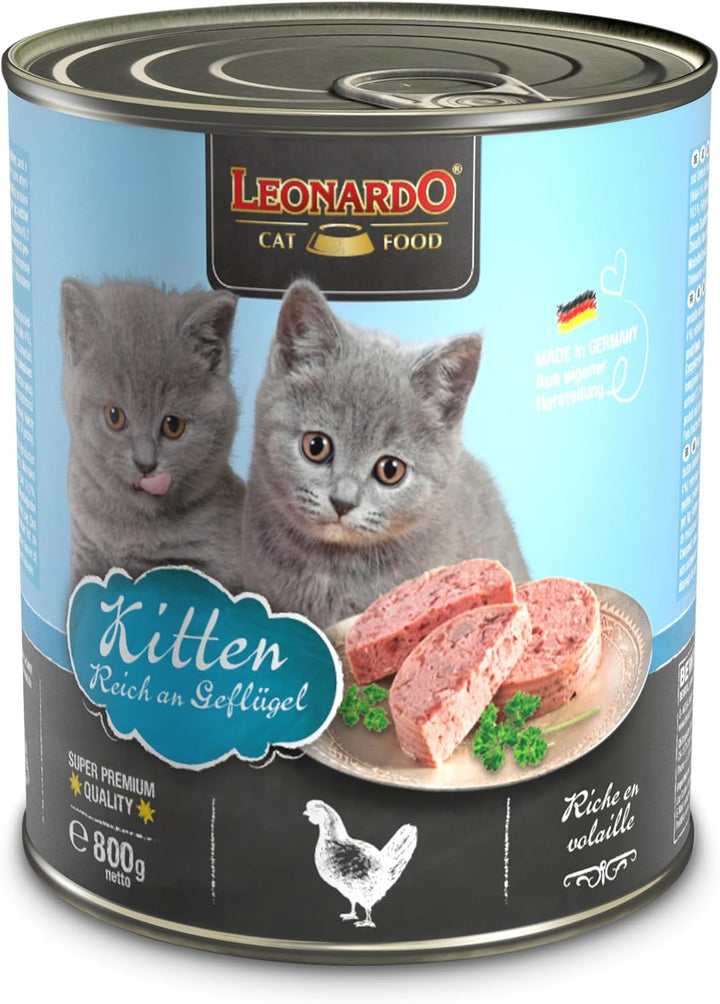 Leonardo Nassfutter [6x800g Kitten] | Getreidefreies Nassfutter für Katzen | Feuchtfutter Alleinfutt
