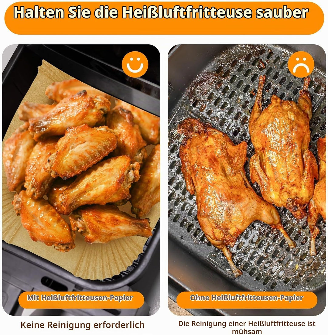 160 Stück Backpapier für Heissluftfritteuse Ninja AF500EU AF500EUCP 10.4L, Cecotec 9000, COSORI Twin