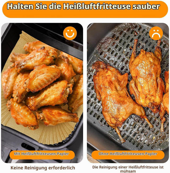 160 Stück Backpapier für Heissluftfritteuse Ninja AF500EU AF500EUCP 10.4L, Cecotec 9000, COSORI Twin