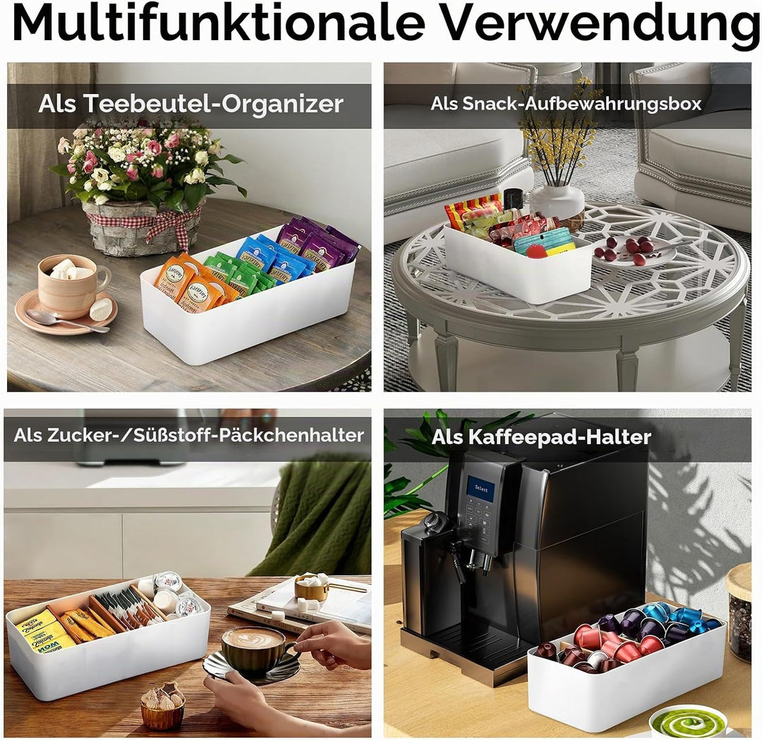 Kunststoff Gewürzbehälter Weiss Gewürzmischung Aufbewahrungsbox Teebeutelbox mit 3 herausnehmbaren B