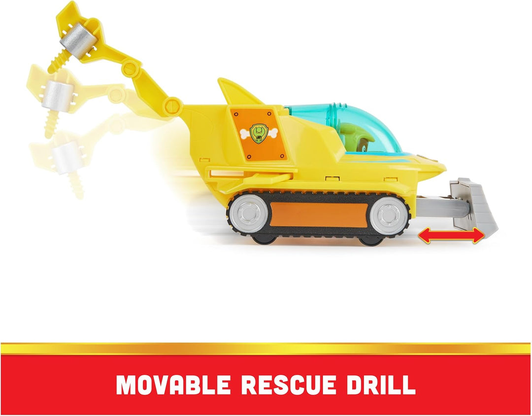 PAW PATROL, Aqua Pups - Basis Fahrzeug Spielzeugauto im Hammerhai-Design mit Rubble Welpenfigur, Spi