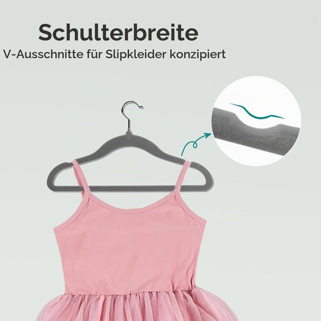 Kleiderbügel für Kinder, 35 cm Kinderkleiderbügel aus Samt, rutschfeste Kleiderbügel mit 360°-Drehha