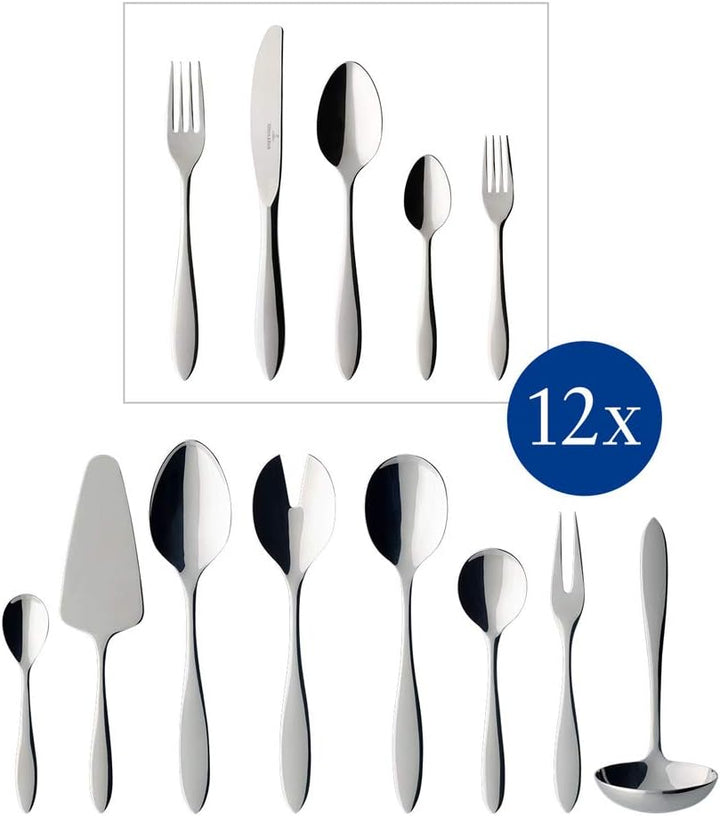 Villeroy und Boch Arthur Tafelbesteck für bis zu 12 Personen, 68-teilig, Edelstahl 44 x 29 x 9 cm Me