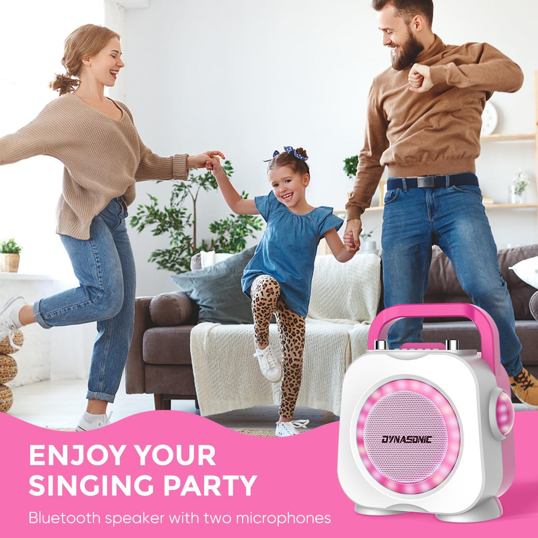 DYNASONIC Karaoke mit Mikrofon, Original Geschenke für Kinder Mädchen, Sprecher, Spielzeug Mädchen (