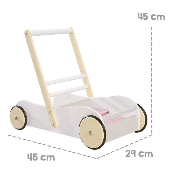 roba Lauflernwagen Scarlett für Babys - Lauflernhilfe für Kinder - Puppenwagen mit rosa Textilien -