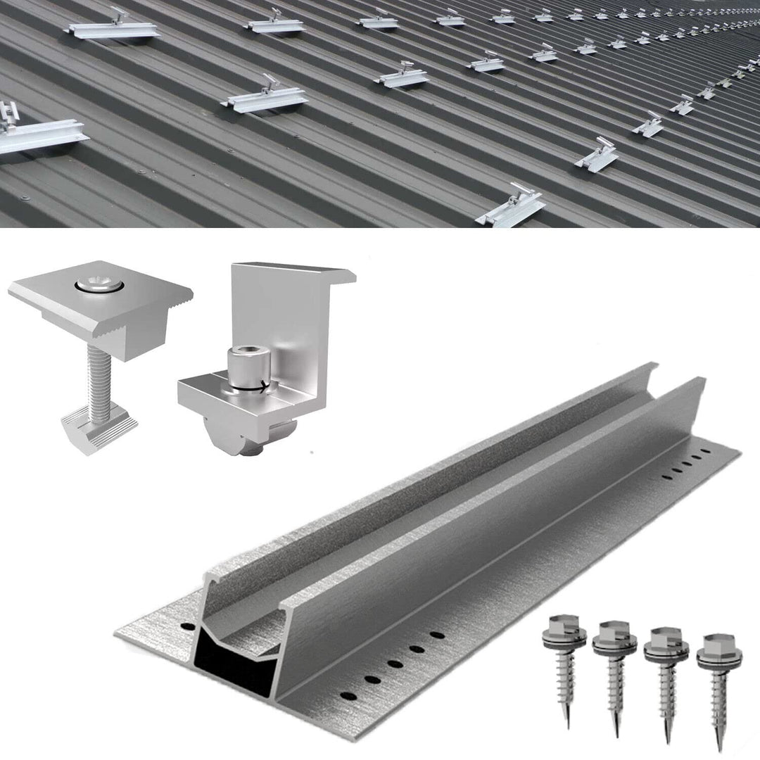 Solarmodul Alu Halterung Befestigungssystem Trapezblech PV Befestigungsschiene Schiene 400MM Endklem