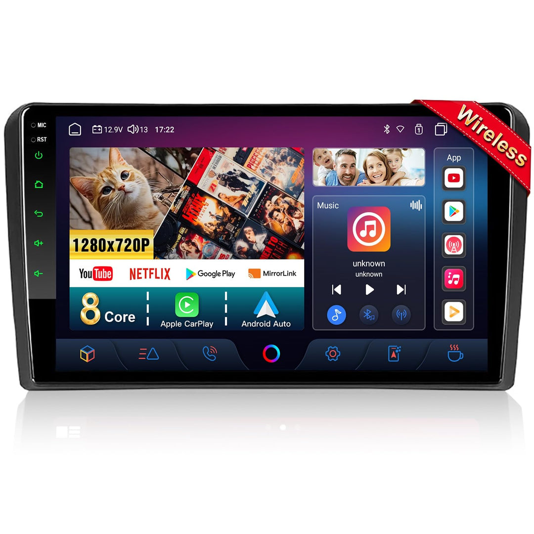 Android Autoradio mit Bildschirm für Audi A3 S3 RS3, 8-Core 4GB+64GB Wireless Android Auto Carplay A