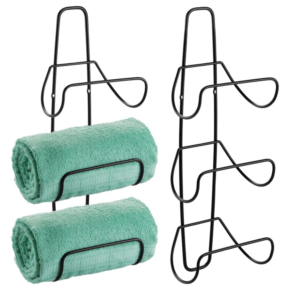 mDesign Handtuchhalter zur Wandmontage – Handtuchablage aus Metall – schickes Badzubehör – auch für