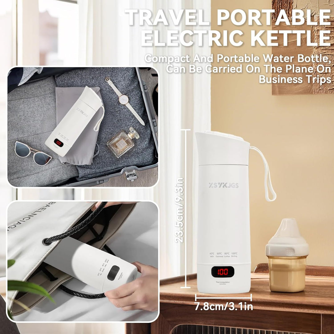 XSYKJGS Reise Wasserkocher Klein, 400ML Mini Tragbarer Elektrische Wassertasse, Schnellkoch BPA-frei