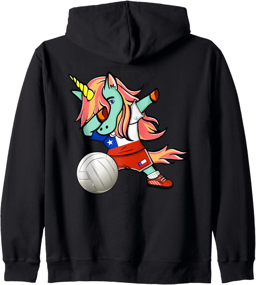Lustiger Dabbing Einhorn Chile Volleyball Chilenische Flagge Kapuzenjacke