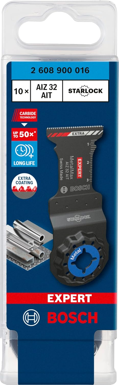 Bosch Professional 10x Sägeblatt Expert MetalMax AIZ 32 AIT (für Stahl, Edelstahl, Breite 32 mm, Zub