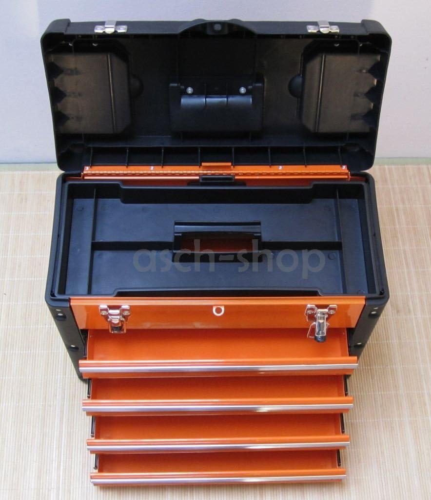 METALL Werkzeugkiste mit 8 Funktionen 3061BB von AS-S Orange, Orange