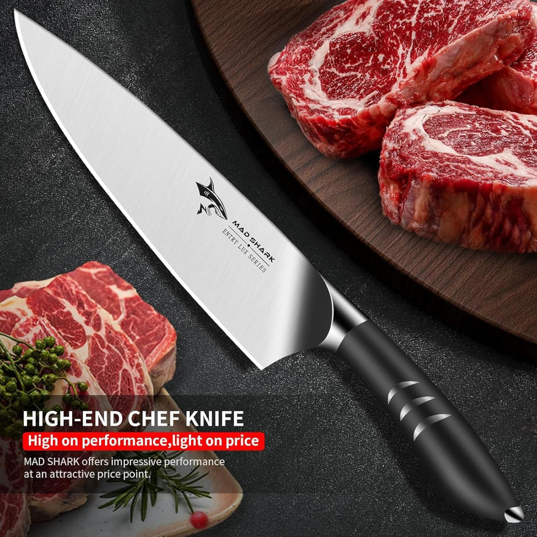 MAD SHARK Kochmesser 20 cm Küchenmesser aus rostfreiem Hochkohlensoffstahl – Profi Kochmesser mit er