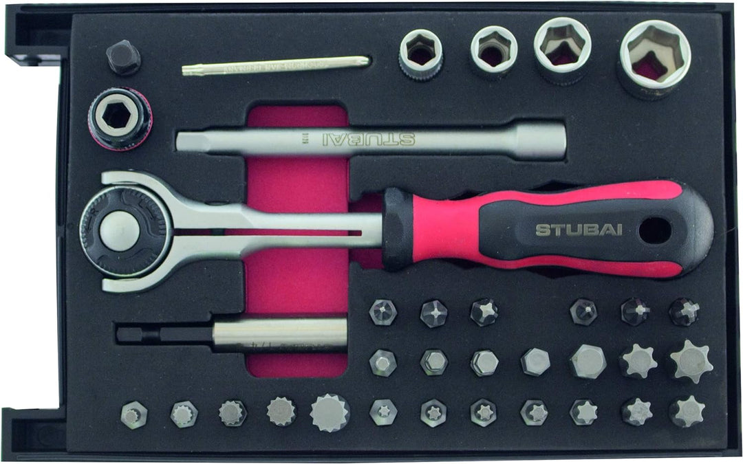 STUBAI Schwenkkopf Ratschen-Bit-Set 1/4' 35-tlg