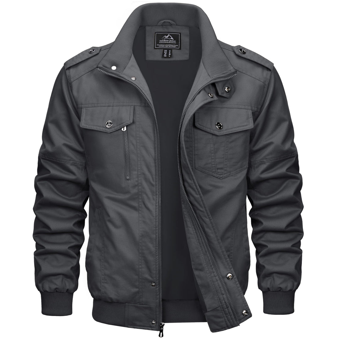 MAGCOMSEN Herren Übergangsjacke Cargo Outdoorjacke Winddicht Frühling Jacke Militär Armee Fliegerjac