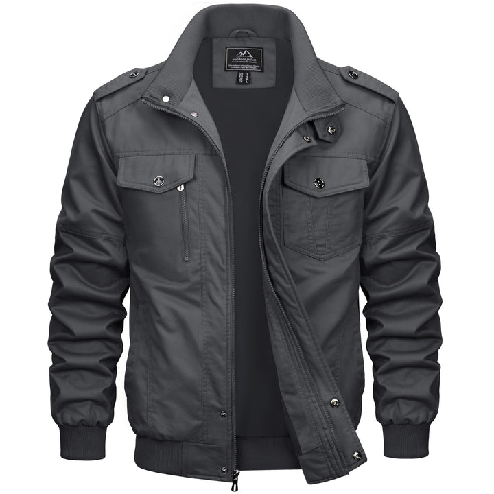 MAGCOMSEN Herren Übergangsjacke Cargo Outdoorjacke Winddicht Frühling Jacke Militär Armee Fliegerjac