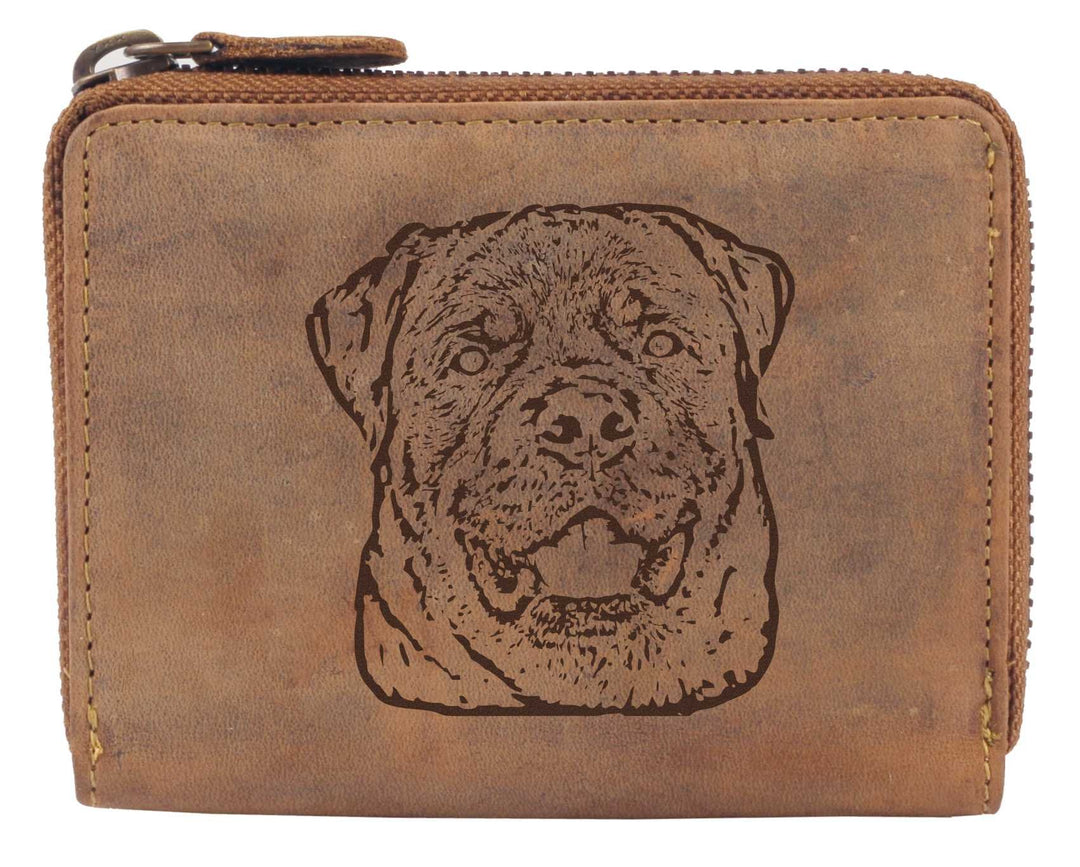 Greenburry Damen-Geldbörse mit Hunde-Motiv Rottweiler l Geschenkidee für Hundefreunde I Leder, Rottw