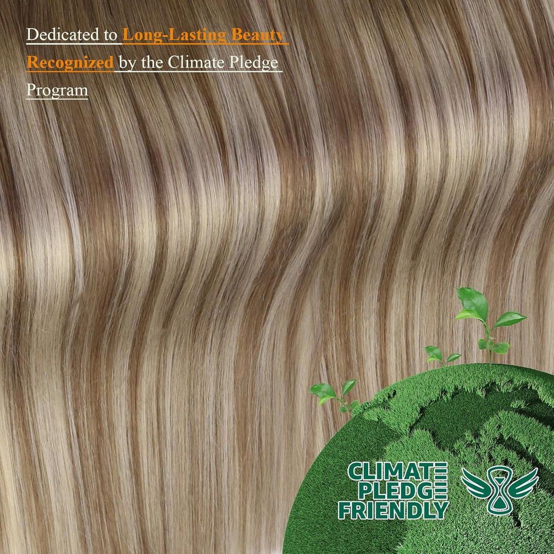 Easyouth Clip Extensions Echthaar Balayage Braun Clip Extensions Remy Clip in Haarverlangerung Mitte