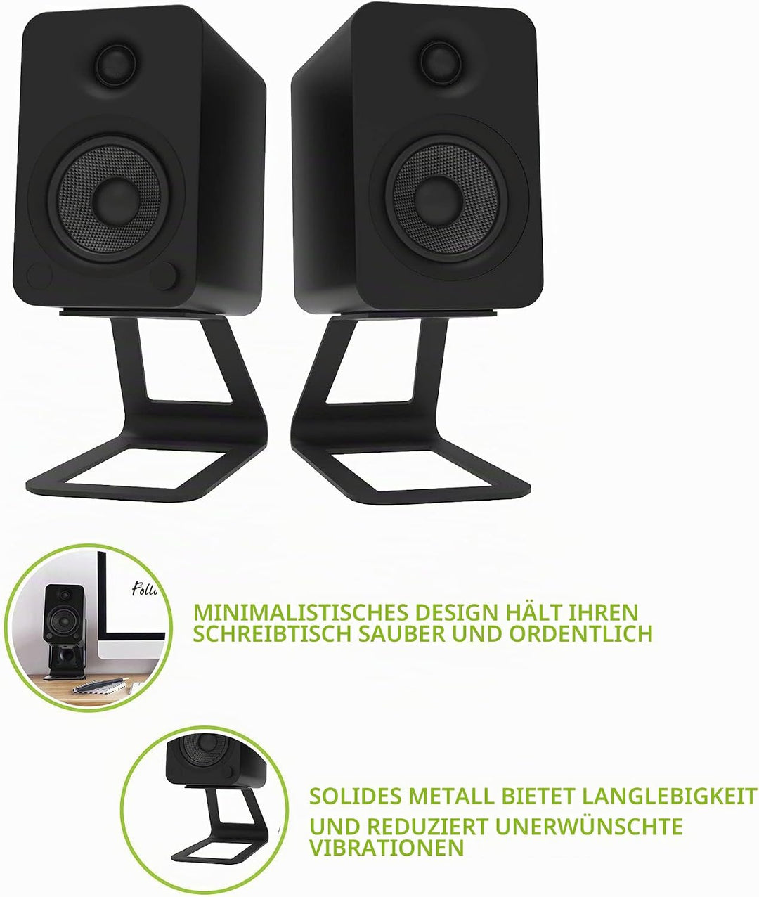 Kanto SE4 Elevated Desktop Speaker Stands for Midsize Speakers | Universal Compatibility | Supports