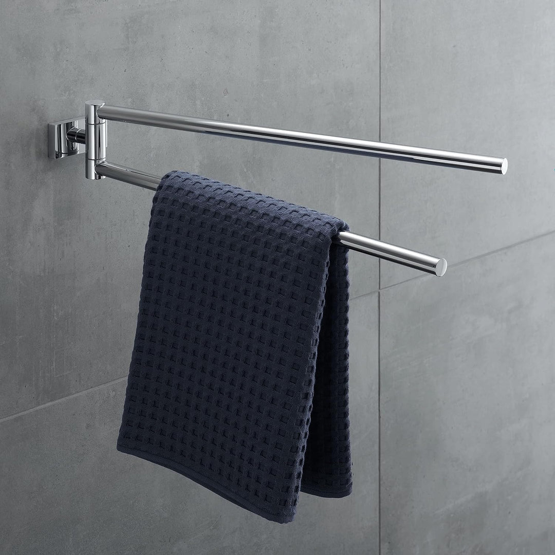 Duravit Handtuchhalter Karree, zweiarmig, Handtuchhalterung Wandmontage, schwenkbar, Handtuchstange